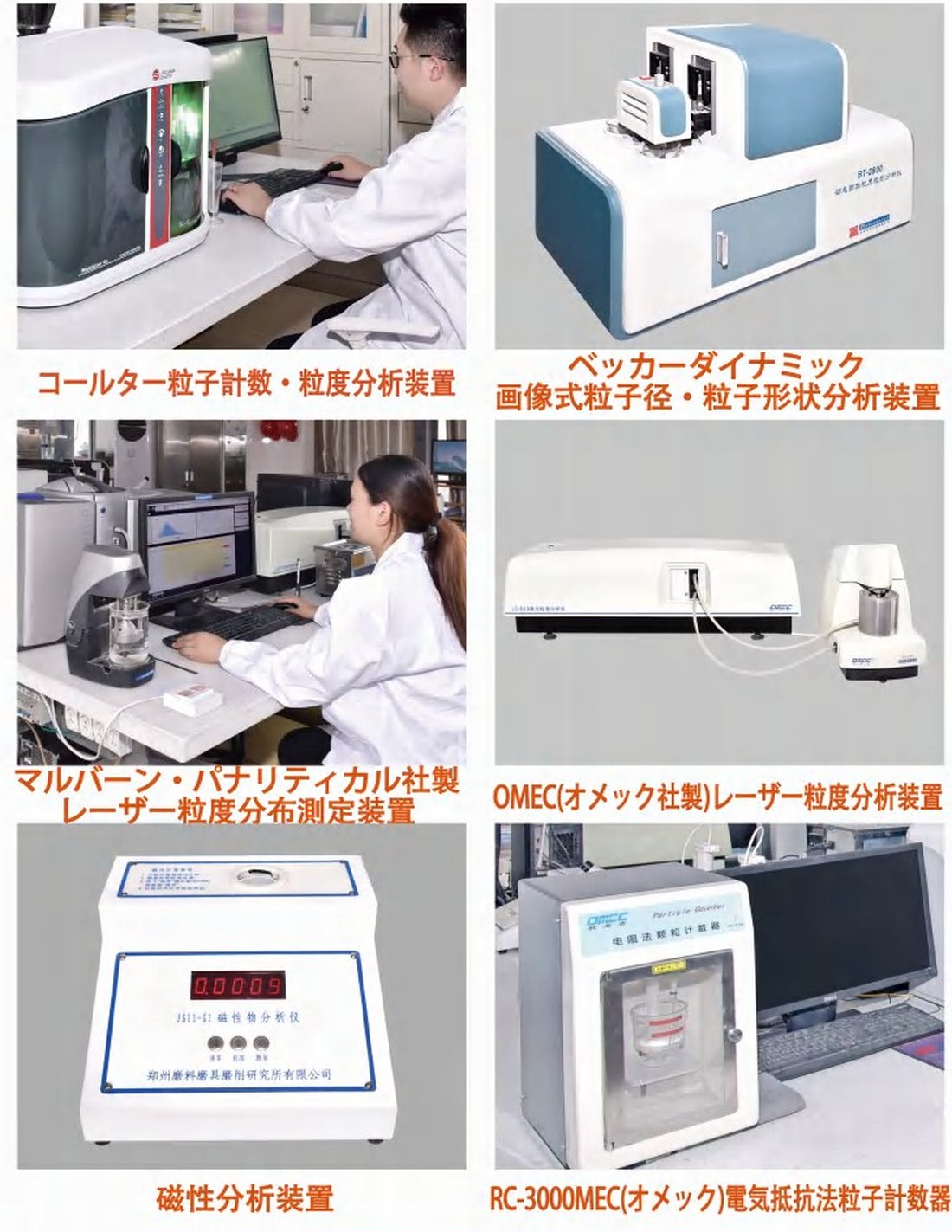 粒度分布や形状を測定する検査装置